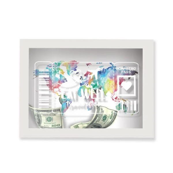 Quadro Cofre Eat Well Travel After - Moldura Branca - 1