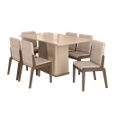 Ver imagem 2 de Conjunto Mesa com 6 Cadeiras Harmonia Marrom/Carvalho/Fendi