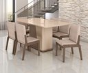 Ver imagem 1 de Conjunto Mesa com 6 Cadeiras Harmonia Marrom/Carvalho/Fendi