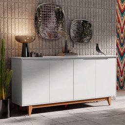 Balcão Buffet Flow 4 Portas Pés Madeira Maciça 163cm Ej Móveis - 2