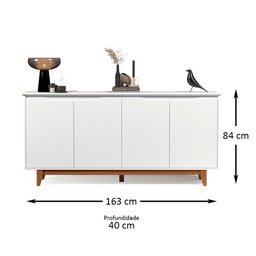 Balcão Buffet Flow 4 Portas Pés Madeira Maciça 163cm Ej Móveis - 3