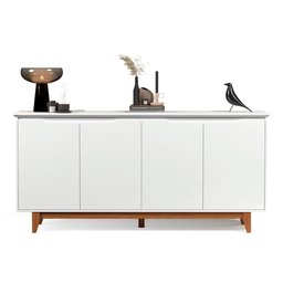 Balcão Buffet Flow 4 Portas Pés Madeira Maciça 163cm Ej Móveis - 1