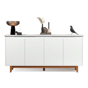 Balcão Buffet Flow 4 Portas Pés Madeira Maciça 163cm Ej Móveis