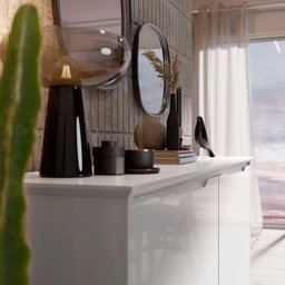 Balcão Buffet Flow 4 Portas Pés Madeira Maciça 163cm Ej Móveis - 6