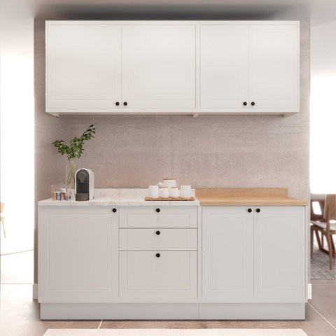 Cozinha Compacta Modulada 7 Portas 3 Gavetas 100% MDF Sevilha Branco/Artico