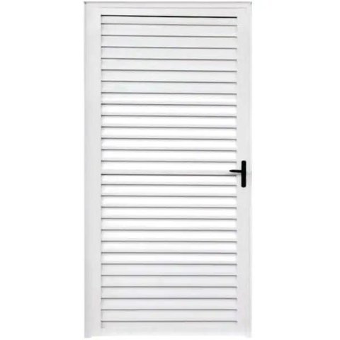 Porta de Alumínio Branco Palheta 210 x 80 Direita Linha 25