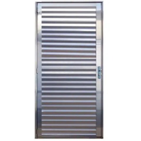 Porta de Alumínio Brilhante Palheta 210 x 80 Esquerda Linha 25
