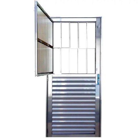 Porta de Alumínio Brilhante Social com Postigo 210 x 80 Linha 25 Esquerda