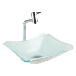 Cuba de Vidro Modelo Retrô - 38 x 32 x 11 cm - Branco - 2