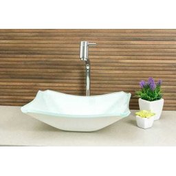 Cuba de Vidro Modelo Retrô - 38 x 32 x 11 cm - Branco - 4