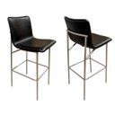 Ver imagem 1 de Banqueta Lisa Estofada Altura 65cm Cor Preto Pé Aço Champanhe Kit 2 Peças