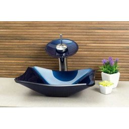 Cuba de Vidro Modelo Retrô - 38 x 32 x 11 cm - Azul escuro - 5