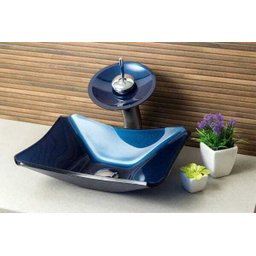 Cuba de Vidro Modelo Retrô - 38 x 32 x 11 cm - Azul escuro - 7