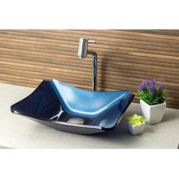 Cuba de Vidro Modelo Retrô - 38 x 32 x 11 cm - Azul escuro - 6