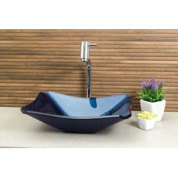 Cuba de Vidro Modelo Retrô - 38 x 32 x 11 cm - Azul escuro - 4