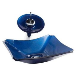 Cuba de Vidro Modelo Retrô - 38 x 32 x 11 cm - Azul escuro - 3