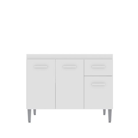 Balcão Gabinete Paris 100cm 3 Portas 1 Gaveta S/tampo Lar Doce Lar Móveis