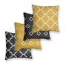 Kit 4 Capas de Almofadas Decorativas Estampa Marroquina Amarelo e Preto - 1
