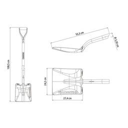 Pá Quadrada 417/20 em Aço com Cabo de Madeira 74 Cm com Empunhadura Metálica Ergonômica - 3