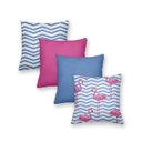 Ver imagem 1 de Kit 4 Almofadas Decorativas Flamingo e Chevron