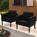Ver imagem 1 de Poltrona Base Madeira Preto Kit 2 Maressa Sintético Pu Preto - Ibiza