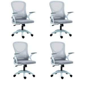 Kit com 4 Cadeira Escritório Diretor Office Columbus com Tela Mesh