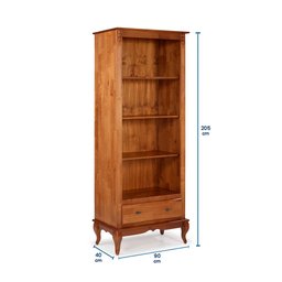 Estante para Livros em Madeira 3 Prateleiras 1 Gaveta Pés Luis XV 60201 Linz Móveis - Imbuia Glazer - 4
