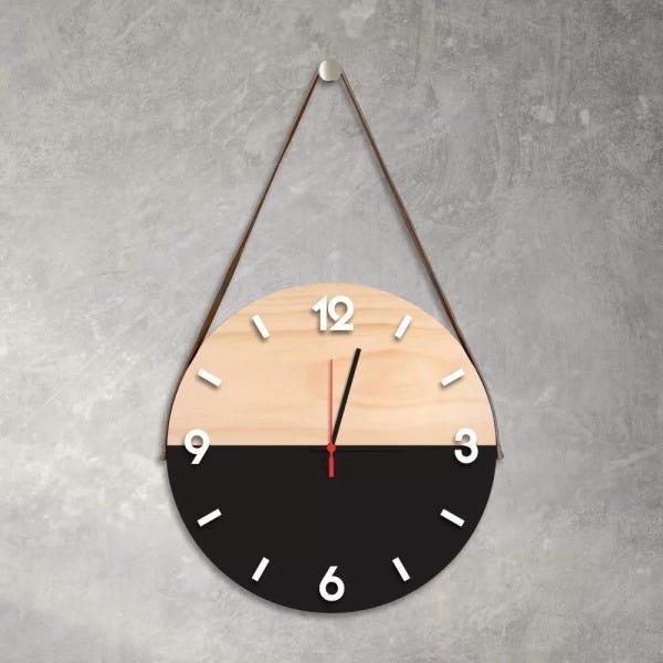 Relógio de Parede Decorativo Adnet Preto com Números em Relevo - 1