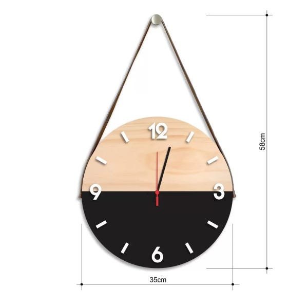 Relógio de Parede Decorativo Adnet Preto com Números em Relevo - 2