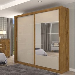 Guarda-Roupa Casal Itapuã 2 Portas de Correr com Espelho Docelar Móveis - Rovere Prime/Off-White - 1