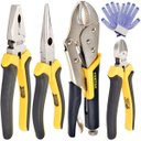 Ver imagem 1 de Kit Jogo Alicates Universal 8" + Meia Cana 6" + Corte Diagonal 6" + Pressão 10" + Luva Pigmentada |