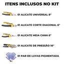 Ver imagem 2 de Kit Jogo Alicates Universal 8" + Meia Cana 6" + Corte Diagonal 6" + Pressão 10" + Luva Pigmentada |