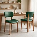 Ver imagem 1 de Kit 2 Cadeiras para Sala de Jantar Cozinha Living Estofada Dara L02 Couríssimo Verde Musgo - Lyam de