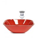 Ver imagem 1 de Cuba de Vidro Quadrada 35cm Vermelho Ferrari + Valvula Click
