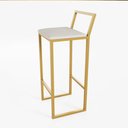 Ver imagem 4 de Jogo Mesa Alta Bistrô Quadrada Branca 2 Banqueta Confort Estofado Dourado Don Castro Deco
