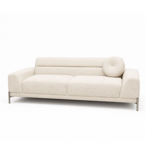 Sofá Arezzo 3 Lugares Pés Titânio 210cm Bouclé Off White - Sallar Home