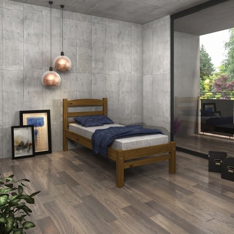 Cama de Solteiro Madeira Maciça Cor IMBUIA