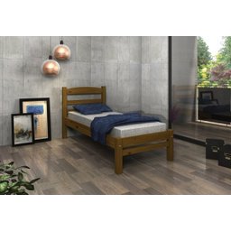 Cama de Solteiro Madeira Maciça Cor IMBUIA - 1
