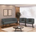 Ver imagem 5 de Kit 2 Poltronas + Sofá 2 Lugares Base de Metal Black Balaqui Cinza