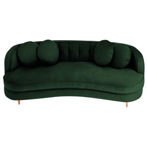 Sofá Curvo 2 Lugares Orgânico Sala Recepção Luxo Panamá 160cm Suede Verde