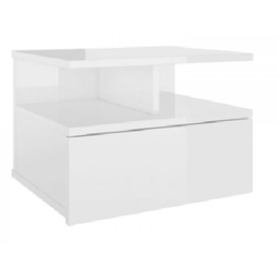 Mesa de Cabeceira Prateoleira Flutuante 1 Gaveta Branco em Mdf - 1