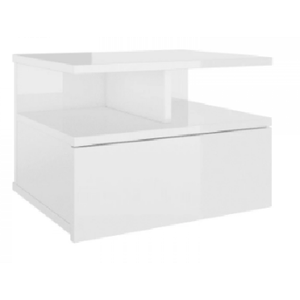 Mesa de Cabeceira Prateoleira Flutuante 1 Gaveta Branco em Mdf