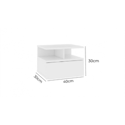 Mesa de Cabeceira Prateoleira Flutuante 1 Gaveta Branco em Mdf - 3