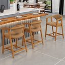 Ver imagem 2 de Kit 02 Banquetas Baixa para Cozinha Sala Jantar Bancada Cecília L02 Bouclê Mostarda - Lyam Decor