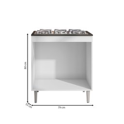 Balcão para Cooktop com Tampo Andreia 2 Portas Branco Ajl - 2 Balcão para Cooktop com Tampo Andreia 2 Portas Branco Ajl - 2