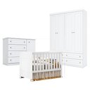 Ver imagem 1 de Quarto de Bebê Americano 4 Portas com Berço Americano Katatau Branco Acetinado - Reller - Henn
