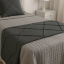 Ver imagem 3 de Peseira Drapeada Veludo Luxo 1,60x0,50m Dupla Face cama solteiro Cinza Chumbo