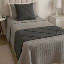 Ver imagem 4 de Peseira Drapeada Veludo Luxo 1,60x0,50m Dupla Face cama solteiro Cinza Chumbo