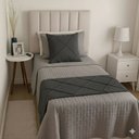 Ver imagem 2 de Peseira Drapeada Veludo Luxo 1,60x0,50m Dupla Face cama solteiro Cinza Chumbo