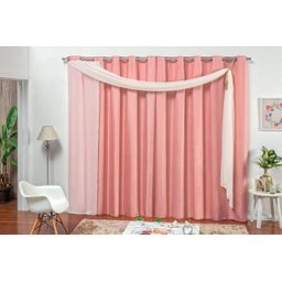 Cortina Romana Microfibra Com Voil Para Varão de 3m Rosê - 1
